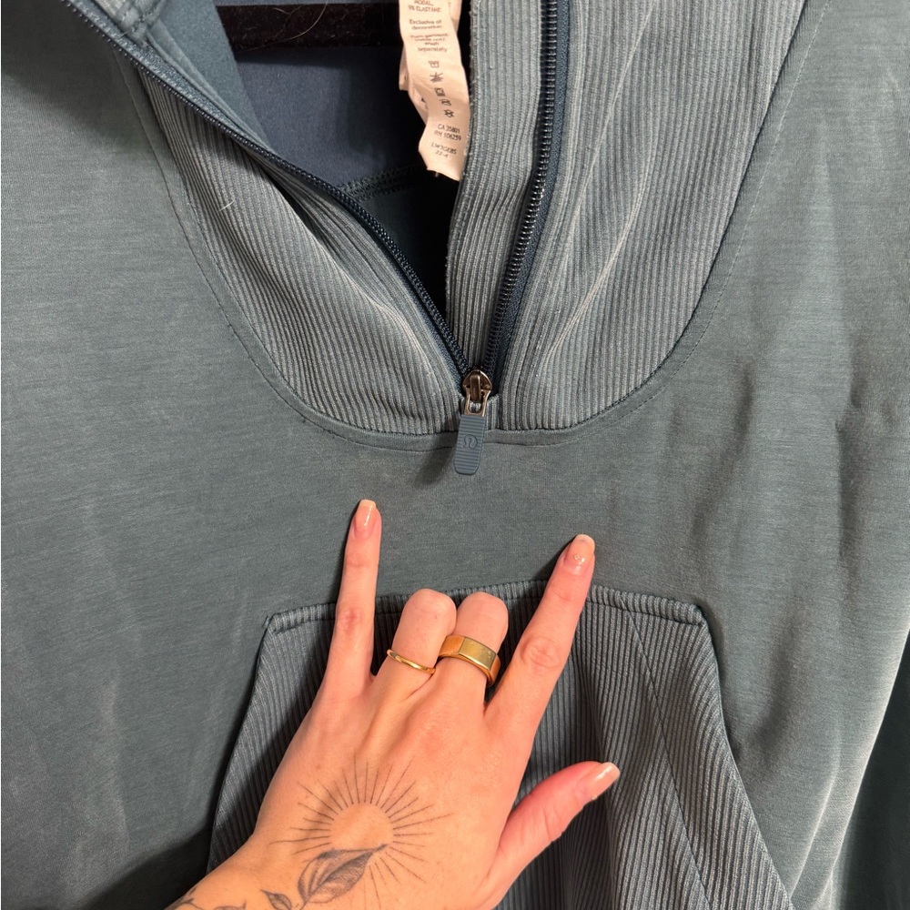 lululemon athletica green jasper softstreme ribbed Half-Zip Sweatshirt - Picture 5 of 5